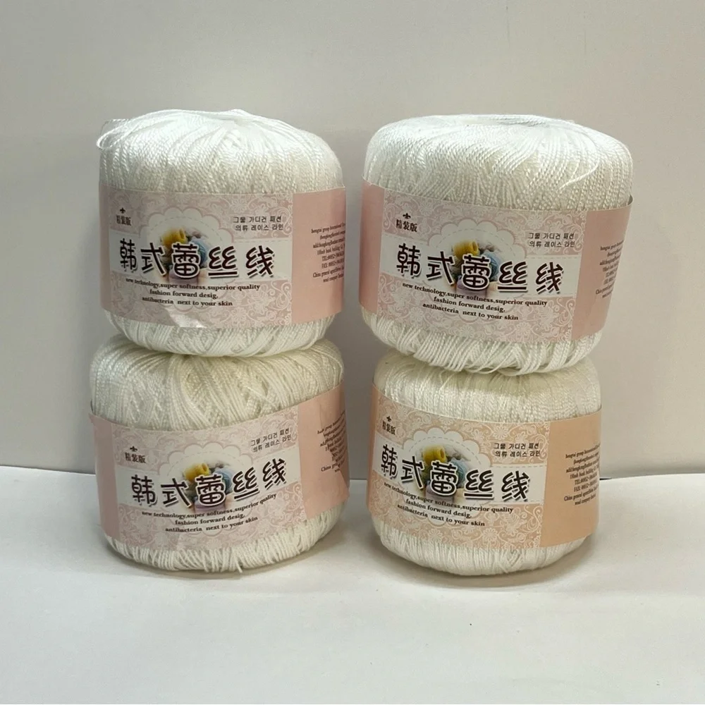 lace white crochet thread cotton yarn 4 balls crafting knitting - Picture 1 of 4